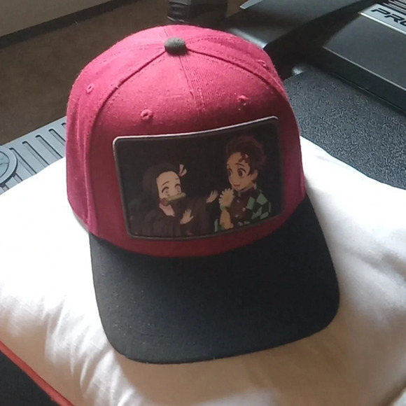 4/$15 Demon Slayer: Kimetsu No Yaiba Nezuko & Tanjiro Snapback Hat Maroon Red - Picture 2 of 4